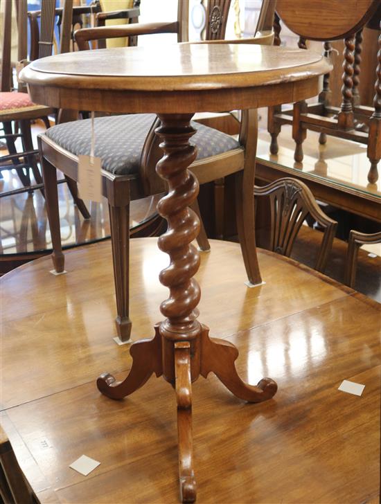 A Victorian mahogany twist pillar wine table W.49cm